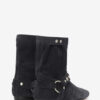 Stania Flat-Heeled Boots in Suede Calfskin Leather