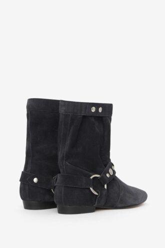 Stania Flat-Heeled Boots in Suede Calfskin Leather Stania Flat-Heeled Boots in Suede Calfskin Leather