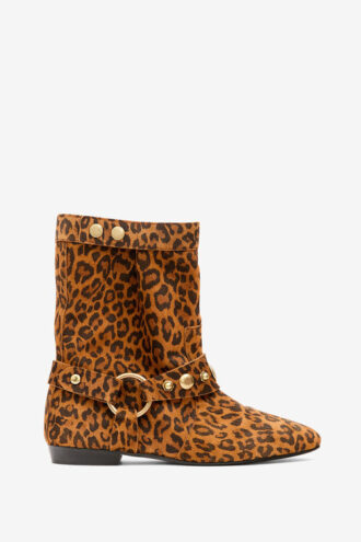 Stania Printed Flat-Heeled Suede Calfskin Leather Boots Stania Printed Flat-Heeled Suede Calfskin Leather Boots