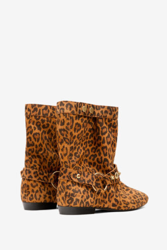 Stania Printed Flat-Heeled Suede Calfskin Leather Boots Stania Printed Flat-Heeled Suede Calfskin Leather Boots