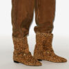 Stania Printed Flat-Heeled Suede Calfskin Leather Boots