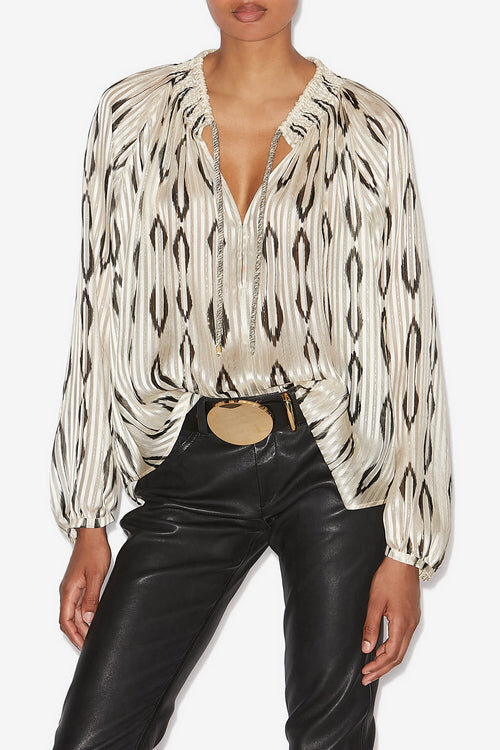 Syra Graphic Pattern Silk Blouse Syra Graphic Pattern Silk Blouse