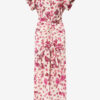 Terenae Printed Stretch Silk Midi Dress