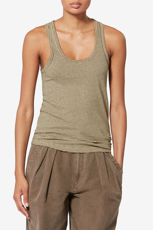 Thea Striped Cotton and Linen T-Shirt Thea Striped Cotton and Linen T-Shirt