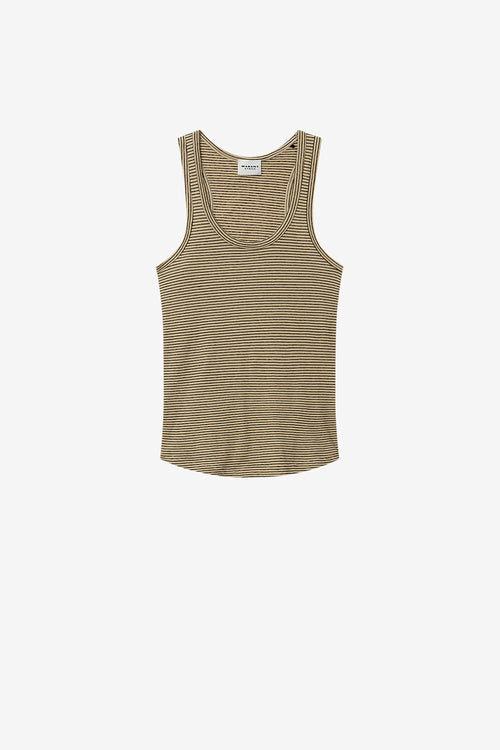 Thea Striped Cotton and Linen T-Shirt Thea Striped Cotton and Linen T-Shirt