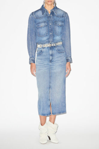 Tilauria Midi Skirt in Fine Denim Tilauria Midi Skirt in Fine Denim
