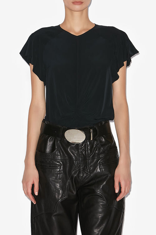 Tullya Plain-Colored Pleated Top Tullya Plain-Colored Pleated Top