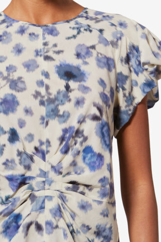 Tullya Printed Draped Stretch Silk Top Tullya Printed Draped Stretch Silk Top