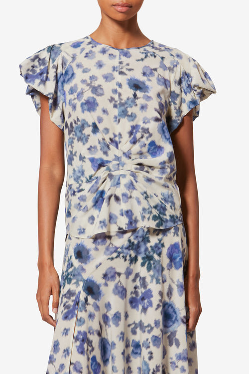 Tullya Printed Draped Stretch Silk Top Tullya Printed Draped Stretch Silk Top