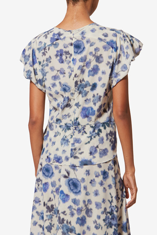 Tullya Printed Draped Stretch Silk Top Tullya Printed Draped Stretch Silk Top