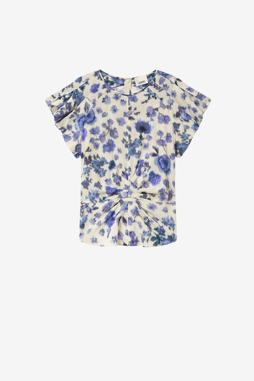 Tullya Printed Draped Stretch Silk Top Tullya Printed Draped Stretch Silk Top