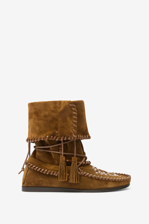 Winki Boots in Braided and Suede Leather Winki Boots in Braided and Suede Leather