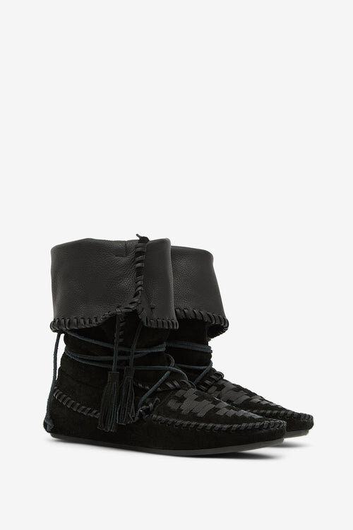 Winki Boots in Braided and Suede Leather Winki Boots in Braided and Suede Leather