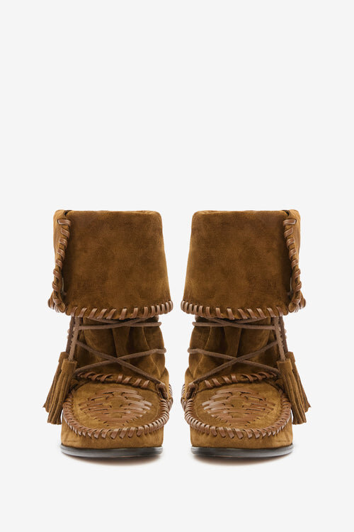 Winki Boots in Braided and Suede Leather Winki Boots in Braided and Suede Leather