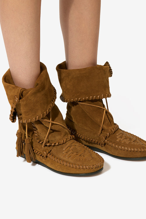 Winki Boots in Braided and Suede Leather Winki Boots in Braided and Suede Leather