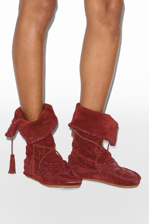 Winki Boots in Braided and Suede Leather Winki Boots in Braided and Suede Leather