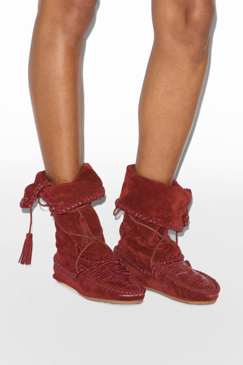 Winki Boots in Braided and Suede Leather Winki Boots in Braided and Suede Leather