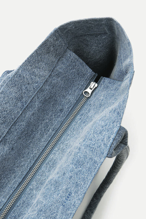 Yenky Zipped Washed Cotton Logo Tote Bag Yenky Zipped Washed Cotton Logo Tote Bag