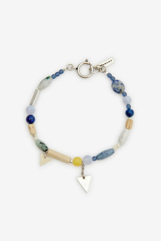Yulian Stone, Wood, and Pendant Bracelet