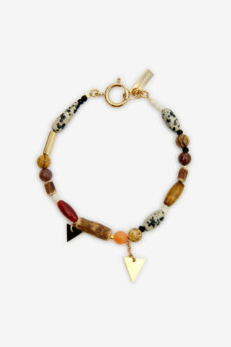 Yulian Stone, Wood, and Pendant Bracelet