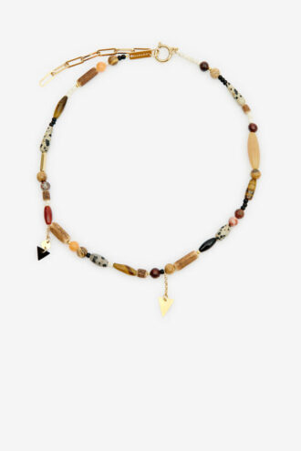 Yulian Stone, Wood, and Pendant Necklace