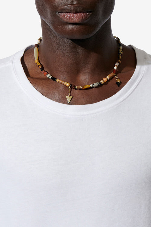 Yulian Stone, Wood, and Pendant Necklace Yulian Stone, Wood, and Pendant Necklace