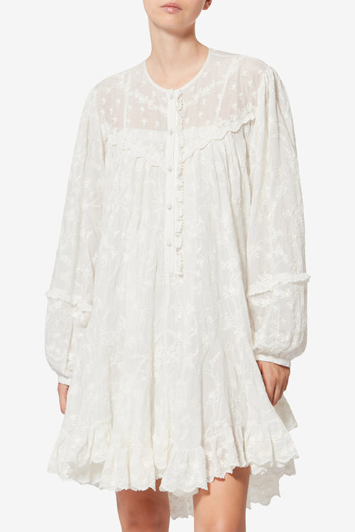 Zame Short Cotton and Silk Floral Dress Zame Short Cotton and Silk Floral Dress