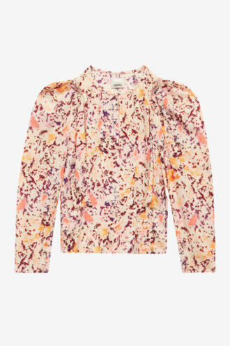 Zarga Pleated Blouse in Printed Silk