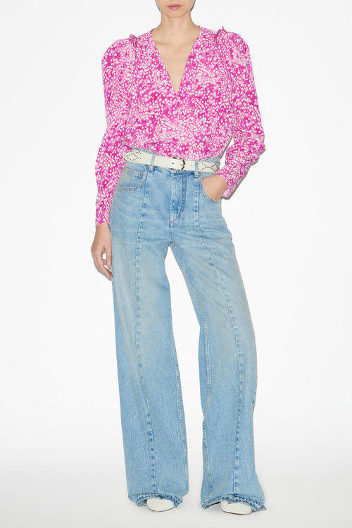 Zarga Pleated Blouse in Printed Silk Zarga Pleated Blouse in Printed Silk