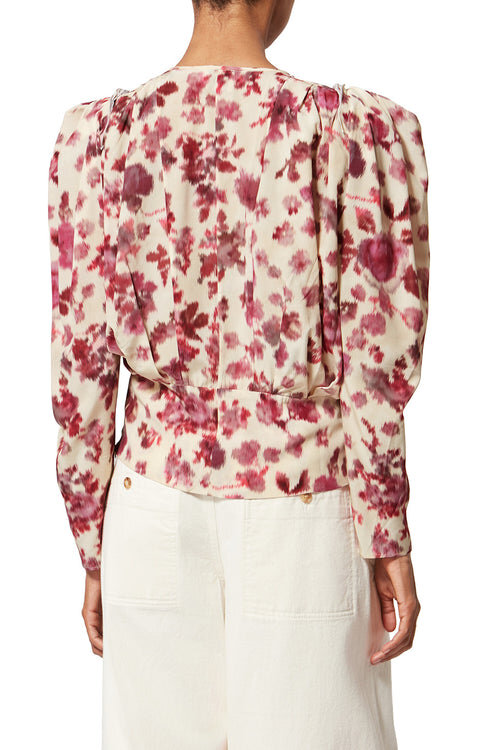 Zarga Short Printed Stretch Silk Top Zarga Short Printed Stretch Silk Top