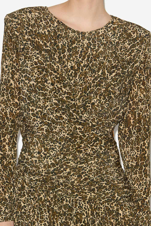 Zeidi Draped Leopard Print Dress Zeidi Draped Leopard Print Dress