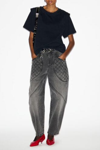 Zelitos Plain-Colored Cotton T-Shirt with Shoulder Pads Zelitos Plain-Colored Cotton T-Shirt with Shoulder Pads