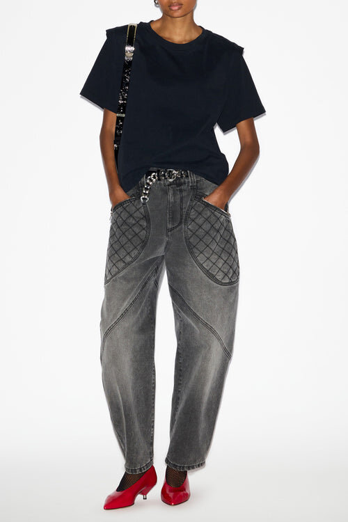 Zelitos Plain-Colored Cotton T-Shirt with Shoulder Pads Zelitos Plain-Colored Cotton T-Shirt with Shoulder Pads
