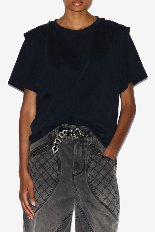 Zelitos Plain-Colored Cotton T-Shirt with Shoulder Pads Zelitos Plain-Colored Cotton T-Shirt with Shoulder Pads