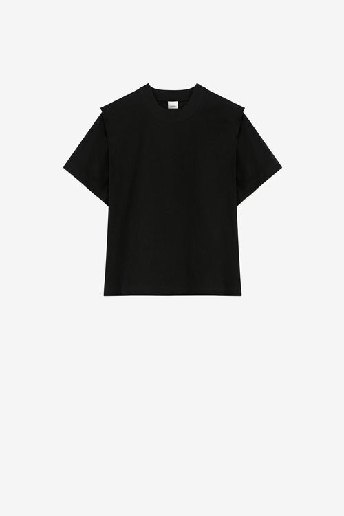 Zelitos Plain-Colored Cotton T-Shirt with Shoulder Pads Zelitos Plain-Colored Cotton T-Shirt with Shoulder Pads