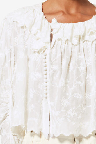Zelly Frilly Floral Cotton and Silk Top Zelly Frilly Floral Cotton and Silk Top