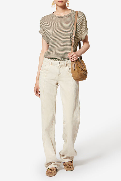Zewel Striped Cotton and Linen T-Shirt Zewel Striped Cotton and Linen T-Shirt