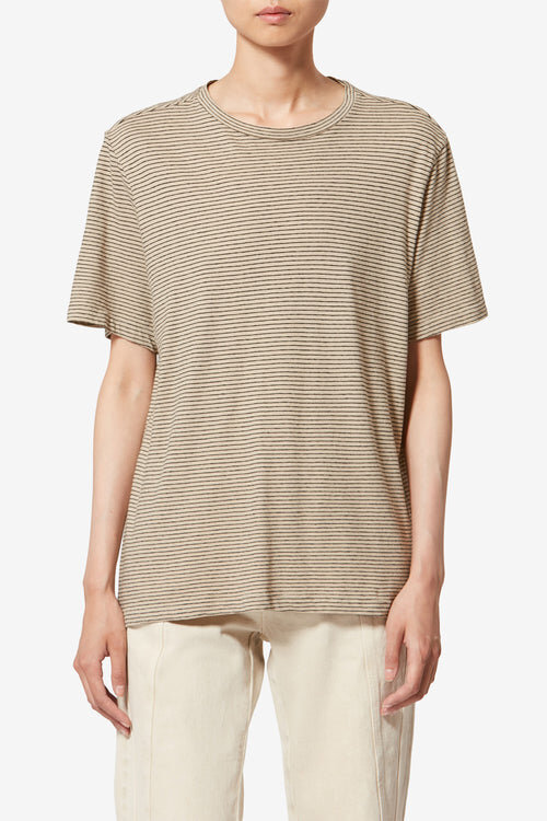 Zewel Striped Cotton and Linen T-Shirt Zewel Striped Cotton and Linen T-Shirt