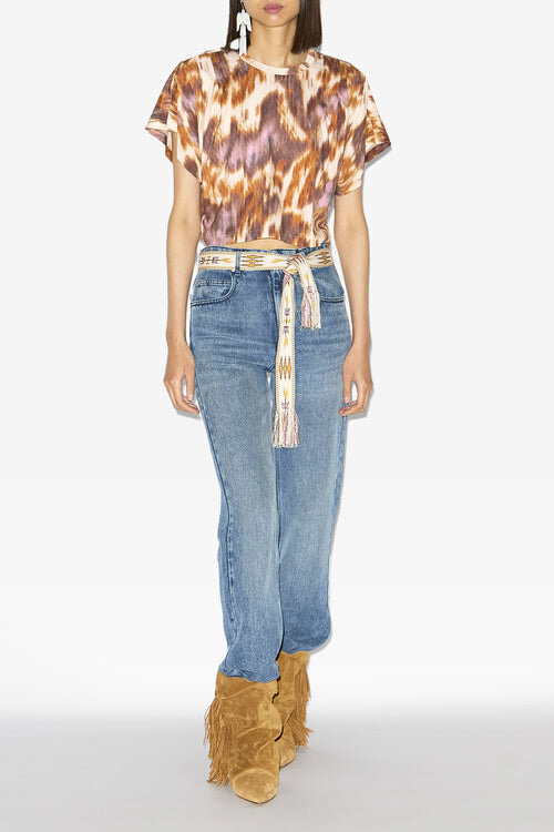 Zilia Short Cotton Watercolor Print T-Shirt Zilia Short Cotton Watercolor Print T-Shirt
