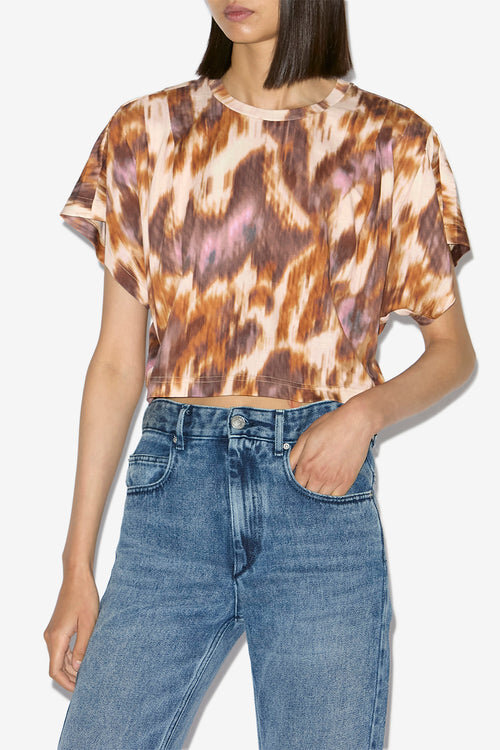 Zilia Short Cotton Watercolor Print T-Shirt Zilia Short Cotton Watercolor Print T-Shirt