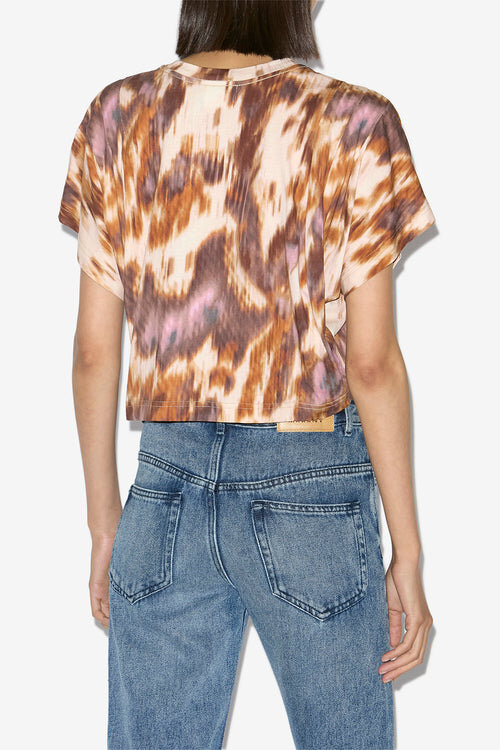 Zilia Short Cotton Watercolor Print T-Shirt Zilia Short Cotton Watercolor Print T-Shirt