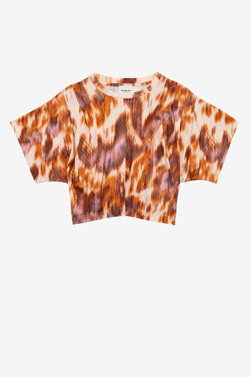 Zilia Short Cotton Watercolor Print T-Shirt Zilia Short Cotton Watercolor Print T-Shirt