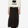 Zoan Gathered Satin Midi Skirt