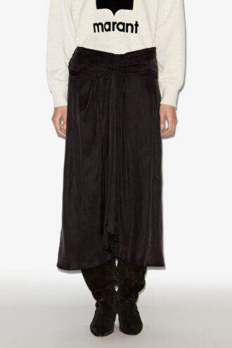 Zoan Gathered Satin Midi Skirt Zoan Gathered Satin Midi Skirt