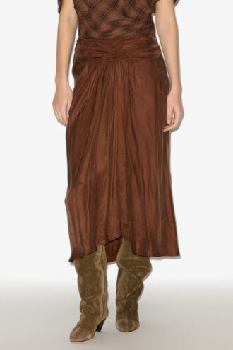 Zoan Gathered Satin Midi Skirt Zoan Gathered Satin Midi Skirt