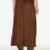 Zoan Gathered Satin Midi Skirt