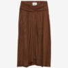 Zoan Gathered Satin Midi Skirt