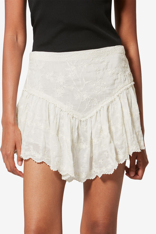 Zoelia Embroidered Silk and Cotton Shorts Zoelia Embroidered Silk and Cotton Shorts