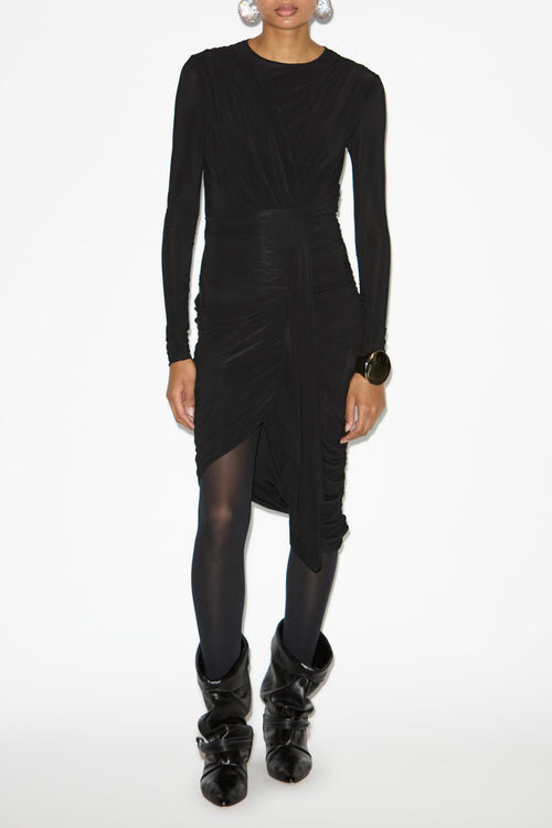Zorah Draped Dress in Plain-Colored Jersey Zorah Draped Dress in Plain-Colored Jersey