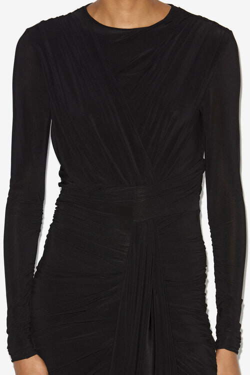 Zorah Draped Dress in Plain-Colored Jersey Zorah Draped Dress in Plain-Colored Jersey